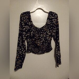 Black Floral Crop Top